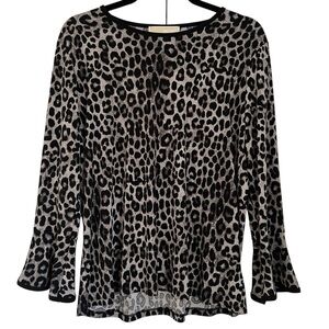 Michael Kors Leopard Print Blouse in Black and Cream